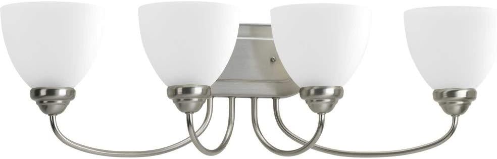 Progress Lighting P2928-09 Transitional Four Bath from Alexa Collection in Bronze/Dark Finish Lighting Accessory, Brushed Nickel