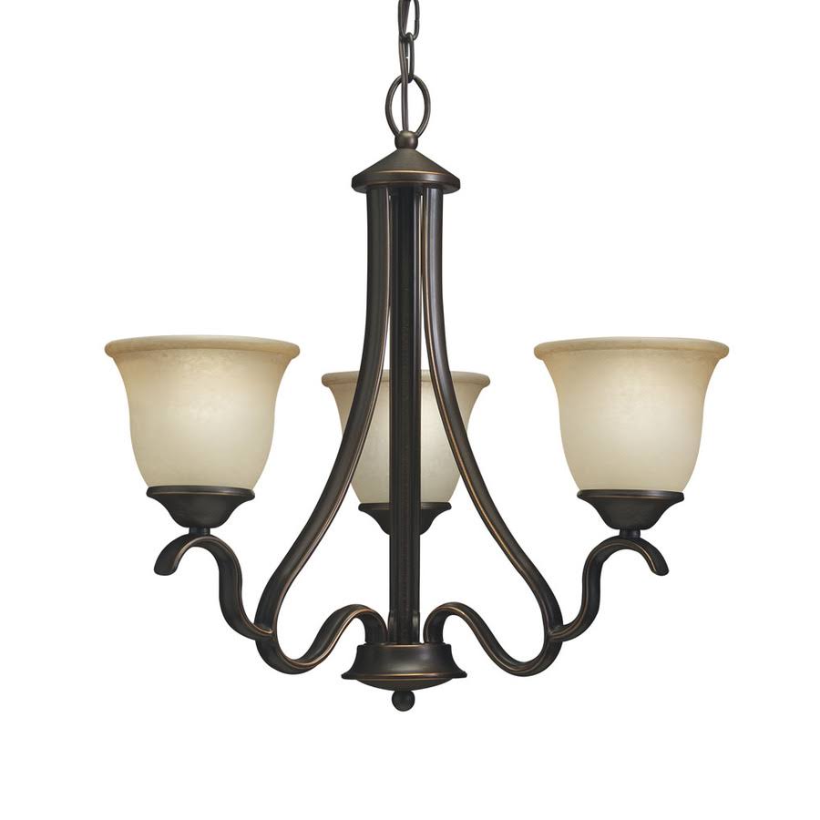 Portfolio Llana 3-Light Black Bronze Traditional Etched Glass Shaded Chandelier