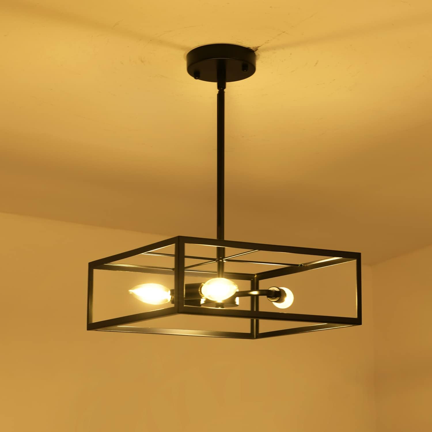 ADSENSTY Black Farmhouse Chandelier for Dining Room 6 Lights Modern Farmhouse Candle Style Chandeliers Lighting Fixture for Living Room Bedroom Kitchen Island