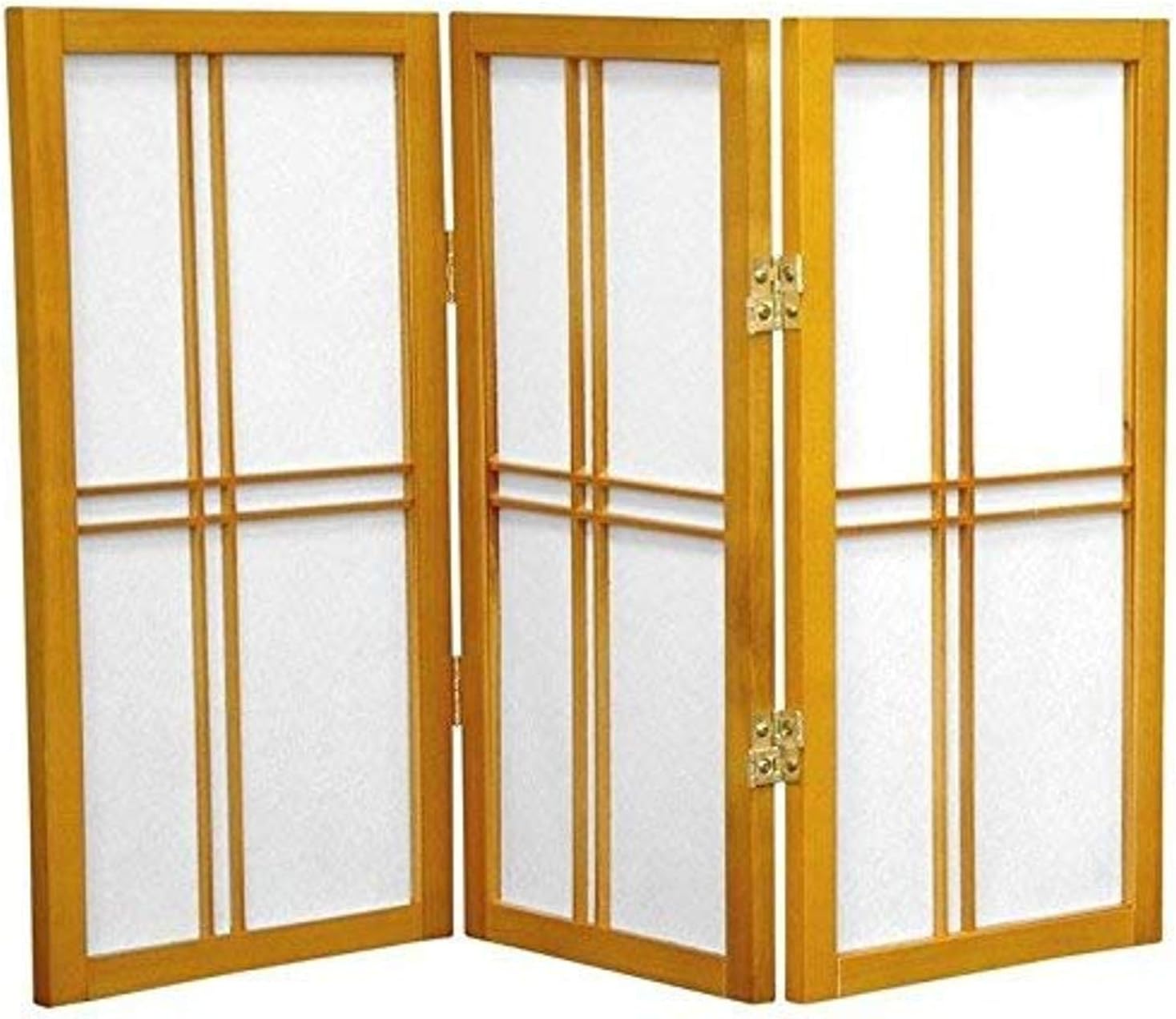 Oriental Furniture 2 ft. Tall Desktop Double Cross Shoji Screen - White - 3 Panels Pack of 2