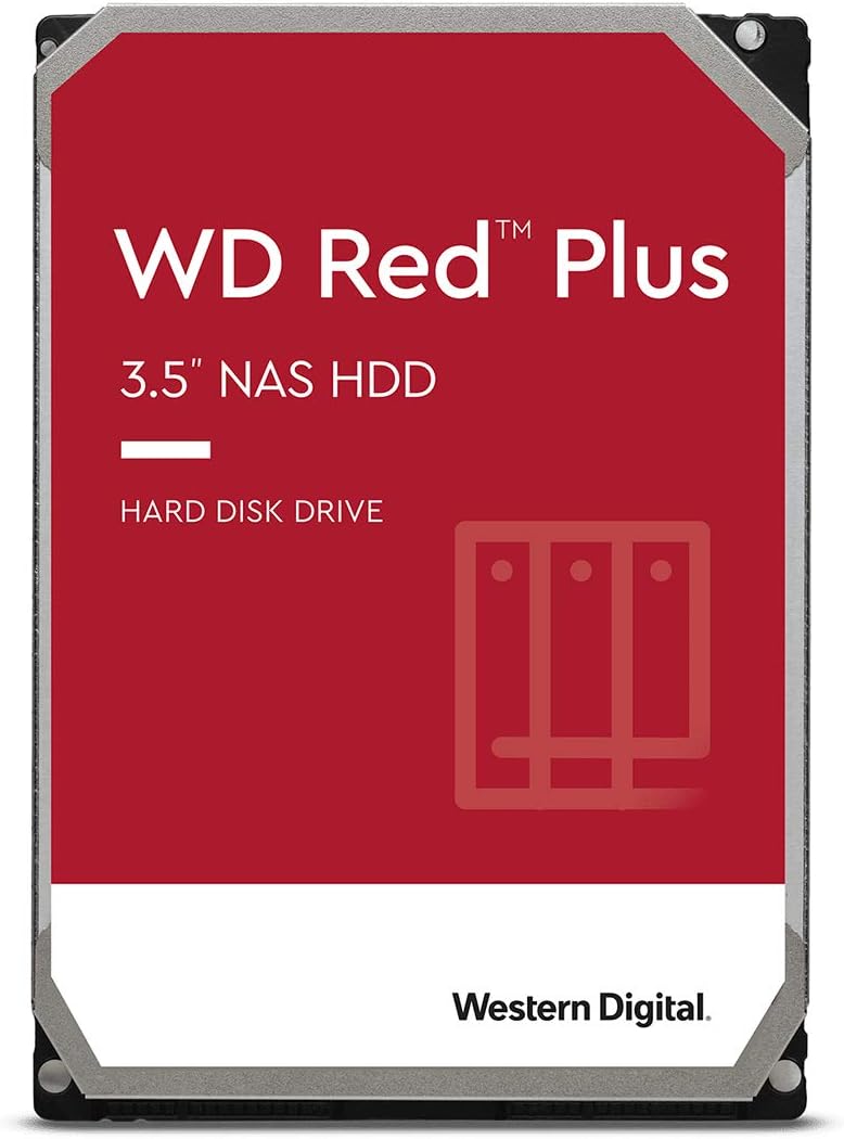 Western Digital 6TB WD Red Plus NAS Internal Hard Drive HDD - 5640 RPM, SATA 6 Gb/s, CMR, 128 MB Cache, 3.5