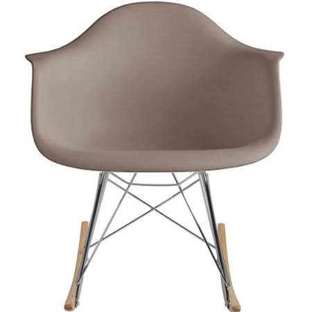2xhome - Grey - Eames Style Molded Modern Plastic Armchair Contemporary Accent Retro Rocker Chrome Steel Eiffel Base - Ash Wood