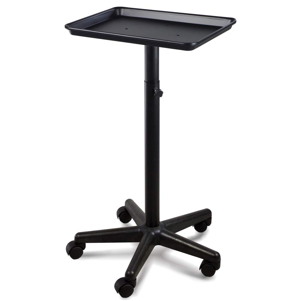 Premium Aluminum Instrument Salon Tray Tattoo Rolling Tray Station (Dark Black) Pack of 2