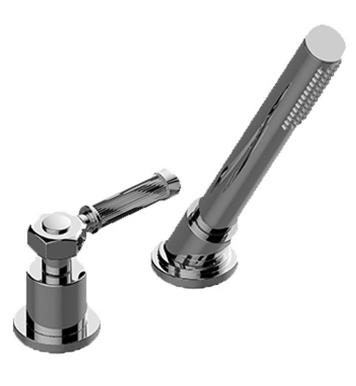 Graff Vintage Deck Mount Handshower and Diverter Set in Architectural Black, Rough / Valve: Trim Only, SKU: G-11355-LM56B-BK-T