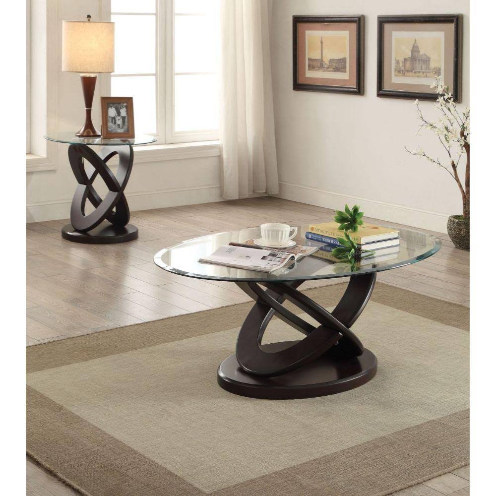 Acme Gable Coffee Table Espresso u0026 Clear Glass