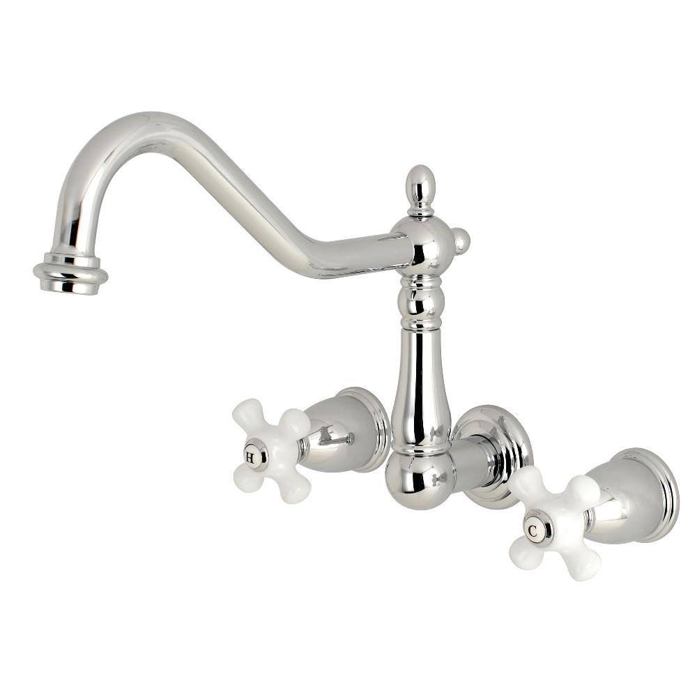 Kingston Brass Ks1280px Heritage Wall Mount Kitchen Faucet, Matte Black