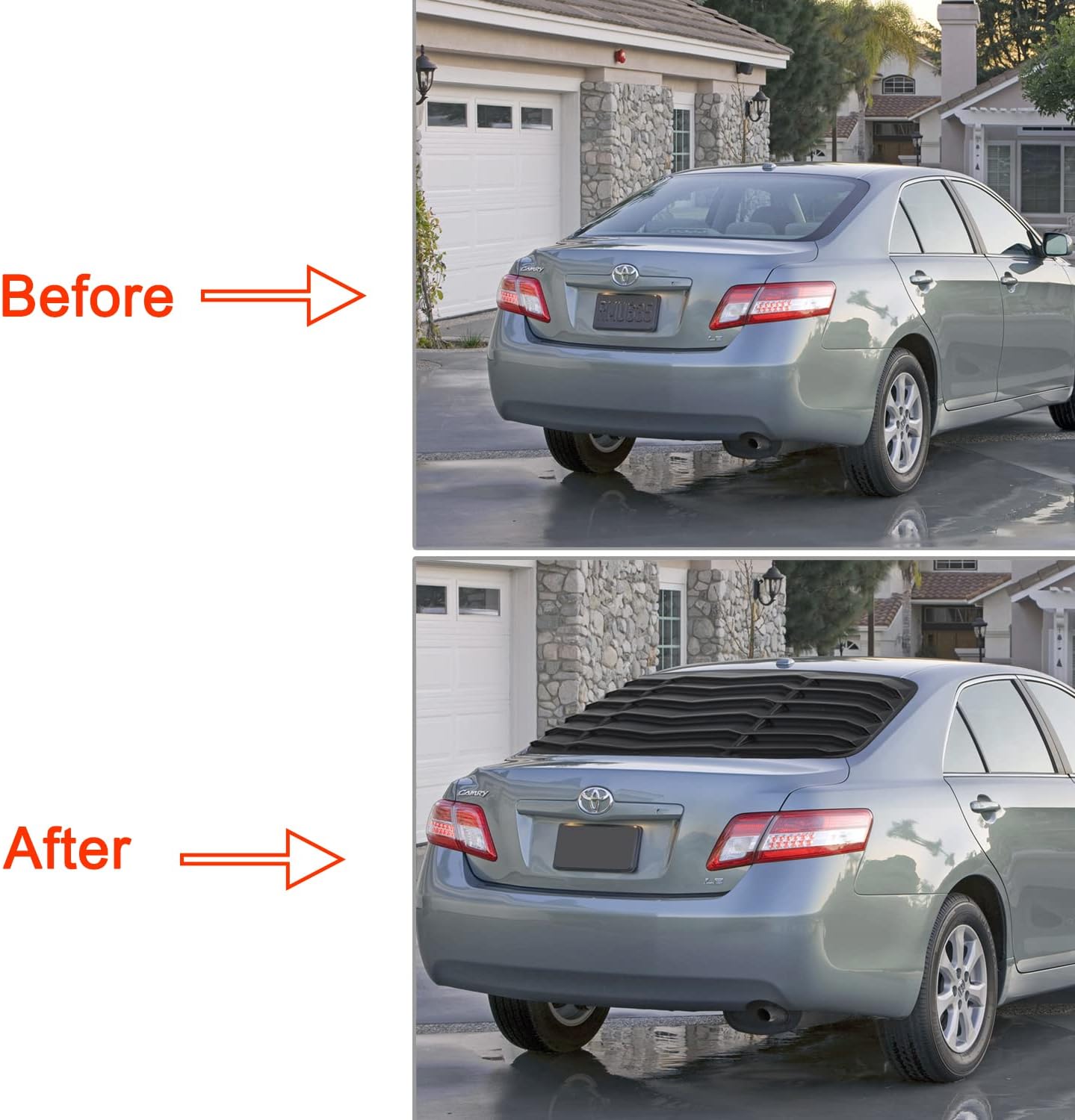 Rear Window Louver for Toyota Camry 2007 2008 2009 2010 2011 ABS Sun Shade Windshield Cover GT Lambo Style (Matte Black)