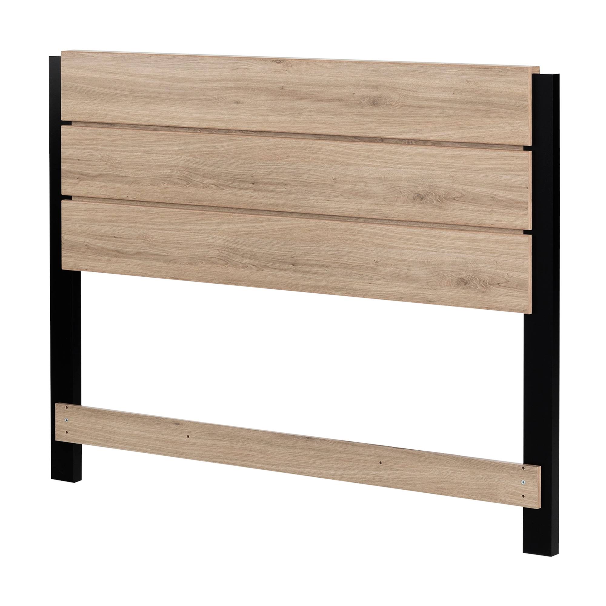 South Shore 11827 Induzy Industrial Headboard, Rustic Oak/Matte Black