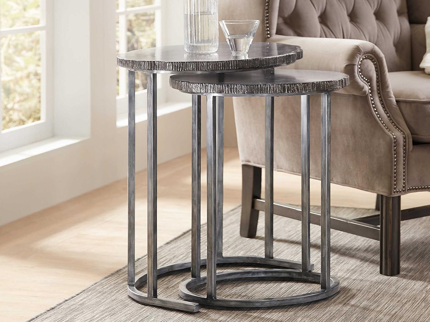 Hooker Furniture Brass Lacquer 24''L x 18''W Oval Nesting Table