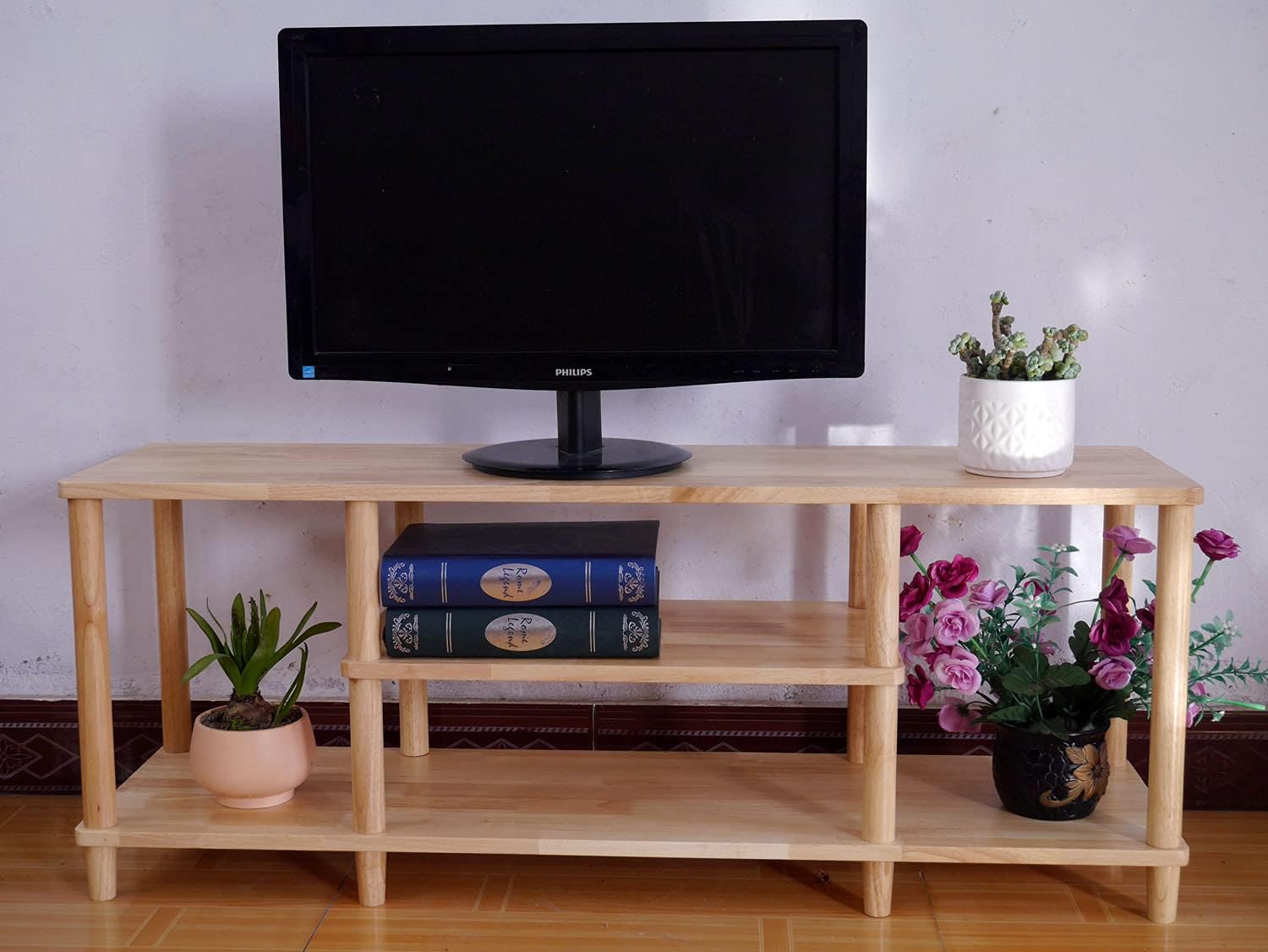 KendyOak Turn-S-Tube Wide TV Streaming Table Stand Entertainment Center Lacquer Finished 51