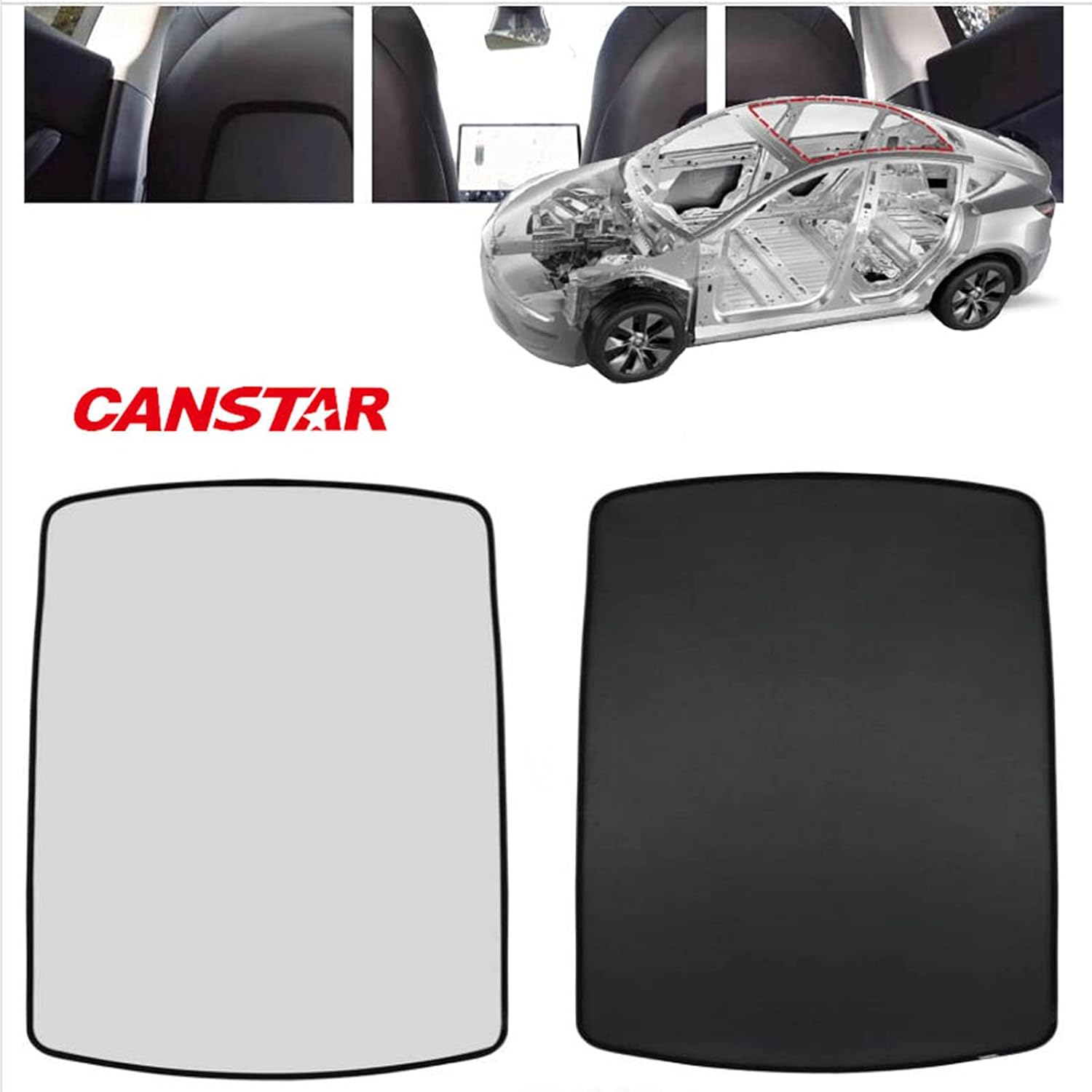 Tesla Model Y Glass Roof Sunshade，Fit for Tesla Model Y 2020-2021, with UV/Heat Insulation Film Pack of 2