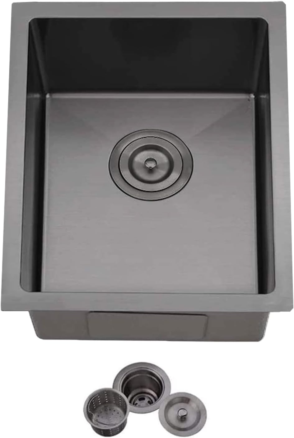Hotis 15 X 17 Inch Black Bar Sink, Undermount Bar Sink, Stainless Steel Small Rv Kitchen Sink, Stainless Steel Handmade Single Bowl Outdoor Wet Bar Prep Sink With Strainer