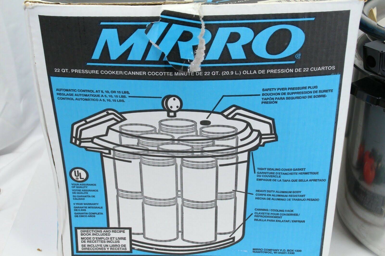 Mirro Matic 22 qt Pressure Cooker Canner 2 Racks M-0522 with Booklet