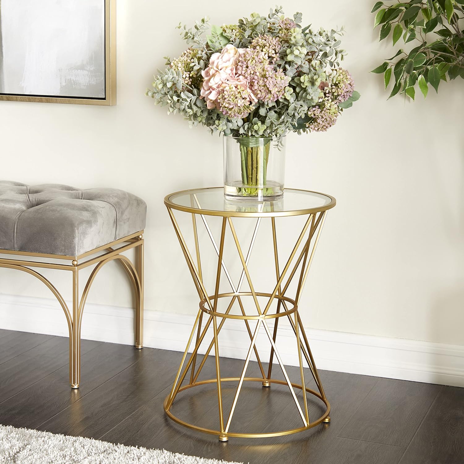 Deco 79 Contemporary Metal, End Living Room, Accent, Side Table for Small Spaces, 16