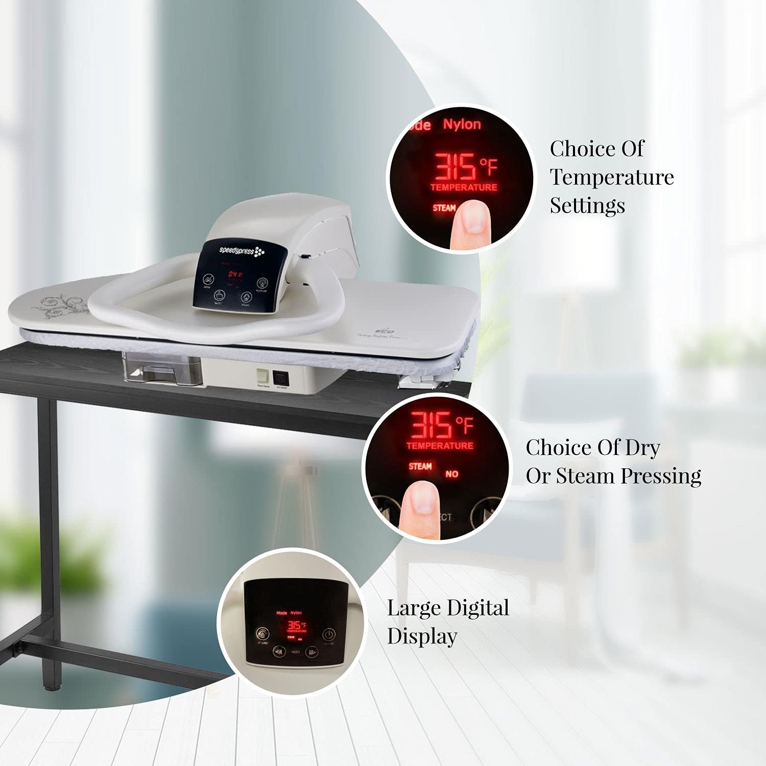SpeedyPress Digital Steam Press 100HD | Premium Extra Large 40 Inch Iron Press Machine | Easy to Use Clothes Steamer With Multiple Steam and Temperature Settings