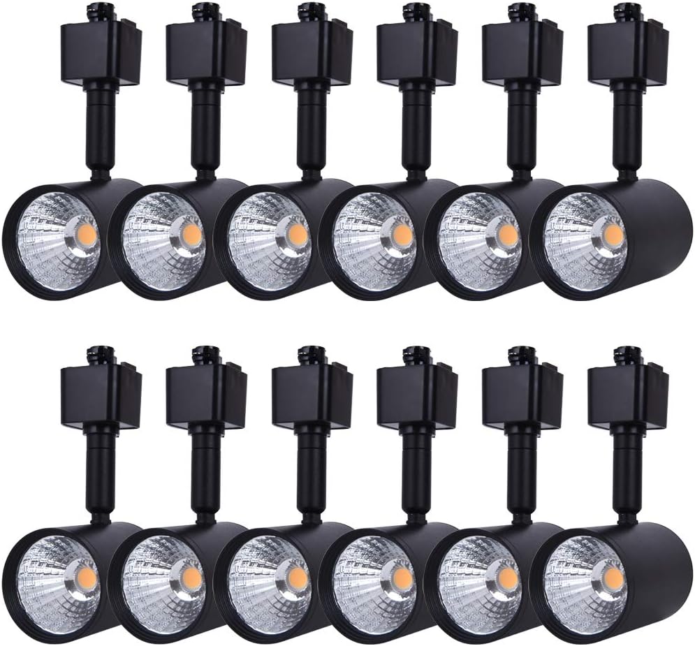 mirrea 12 Pack LED Track Lighting Heads Compatible with Single Circuit H Type Track Lighting Rail Ceiling Spotlight for Accent Task Wall Art Exhibition Lighting 6.5W 3000K Warm White 24&deg; Black Painted