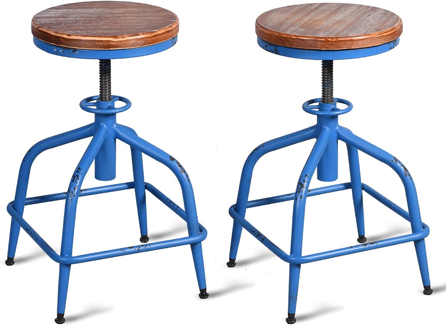 Topower American Antique Industrial Design Black Metal Bar Stool Adjustable Swivel Counter Stools Indoor House Design Set of 2 Iron (Black 2pcs, Iron Backrest)