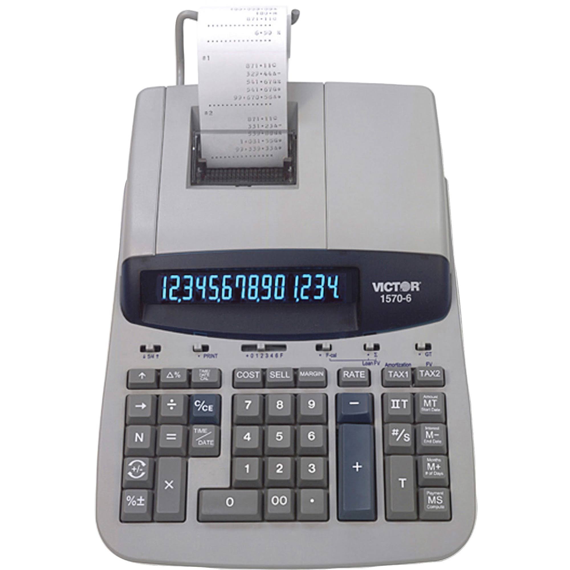 Victor 1570-6 14-Digit Printing Calculator, Black/Red