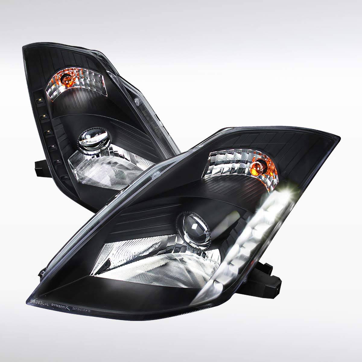 Autozensation for Nissan 350Z Black Clear Projector Headlights+SMD LED DRL