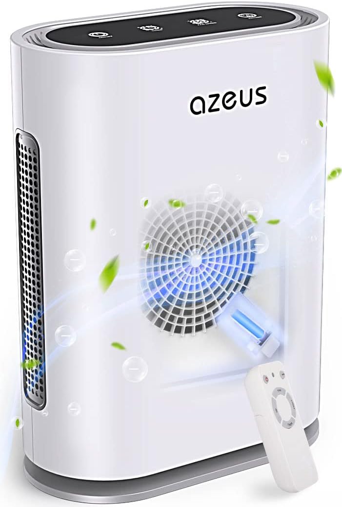 AZEUS True HEPA Air Purifier for Home, up to 1080 sq ft Large Room, UV light | Ionic Generator | Office or Commercial Space | Filter 99.97% Pollen, Smoke, Dust, Pet Dander | Auto Mode | Air Quality Sensor | Night Light