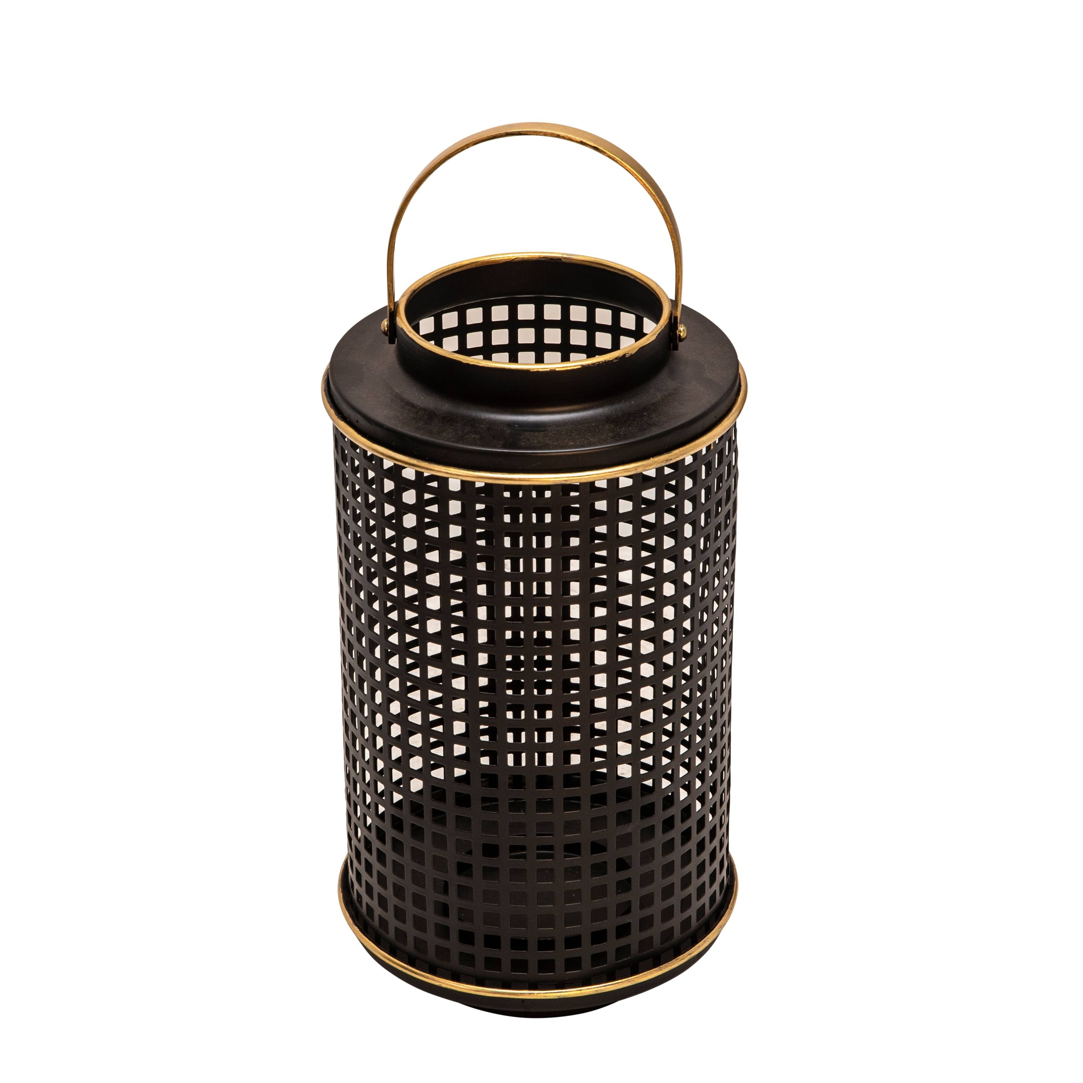 Sagebrook Home 14747-03 Metal 12x22 Grid Candle Holder, Black