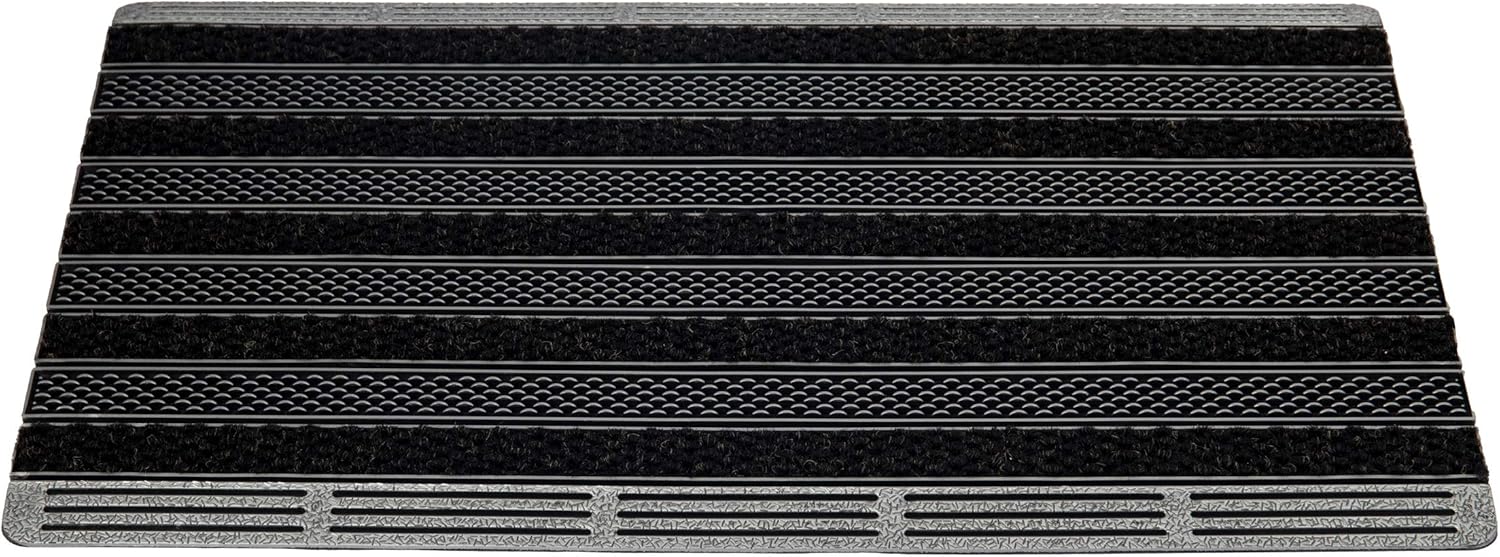 Mind Reader Ultimate Greeting Mat, Mud Scrubbing Entrance Throw with Brushes, Non Tracking, 18