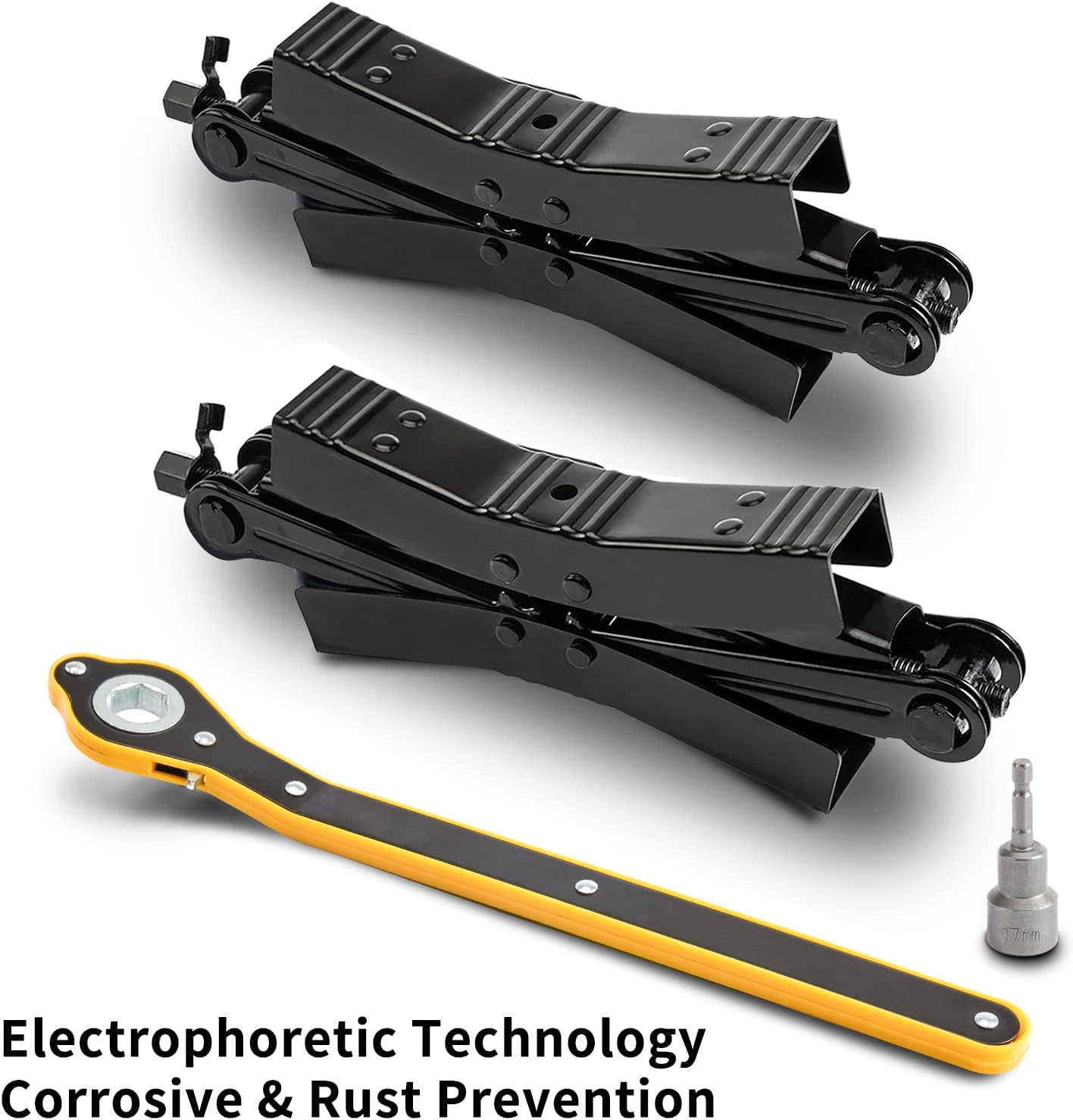 Camper Wheel Chock Stabilizer 2 Sets, Double Speed Heavy Duty Truck RV Tire Scissor Locking X Chock, Camper Accessories for Travel Trailers Tire Chalks, Anti Rust Coating, Fit for 3.5” to 12” Pack of 2