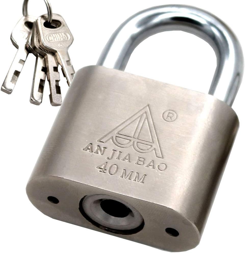 Padlock,Chrome Steel Body Keyed Different Padlock, 1-inch Shackle, 1.5-inch Wide