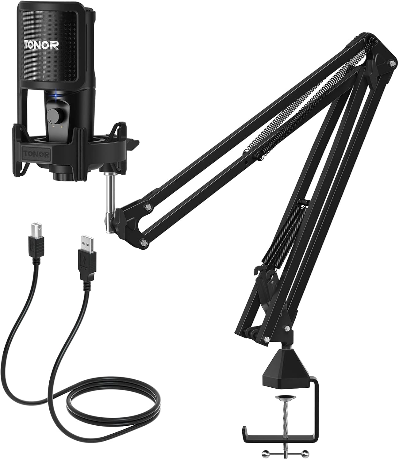 TONOR USB Microphone Kit, Streaming Podcast PC Cardioid Condenser Computer Mic for Gaming, YouTube Video, Recording Music, Voice Over, Studio Mic Bundle with Adjustment Arm Stand(TC40) Pack of 2