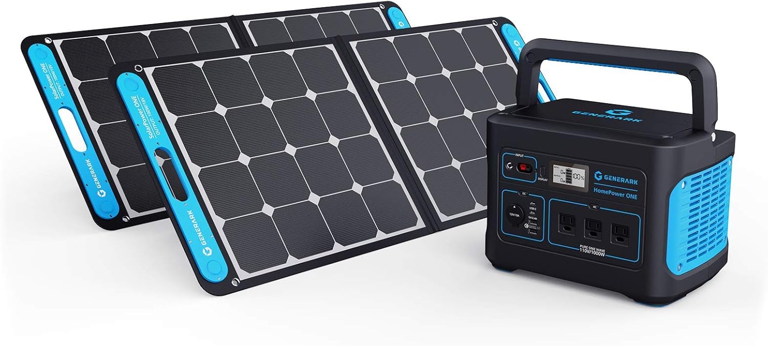Generark Solar Generator For Homes: Portable Power Station Backup Battery & Solar Panel Power Generator. 1000W-2000W at 110V. Up To 7 Days of Emergency Power Supply. (1x2 (For 1-2 People Family))