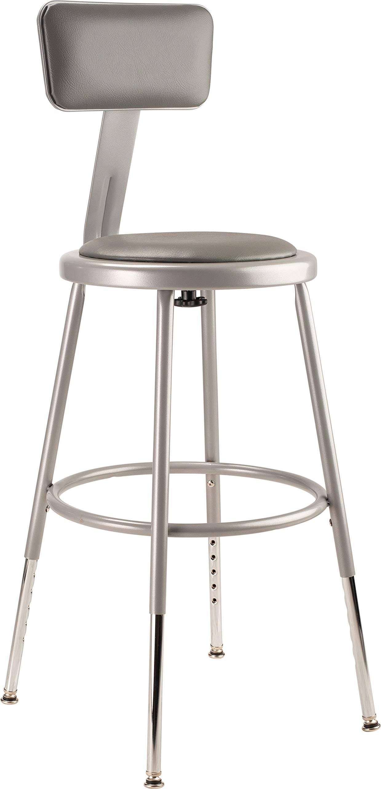National Public Seating Gray Padded Adjustable Stool with Backrest