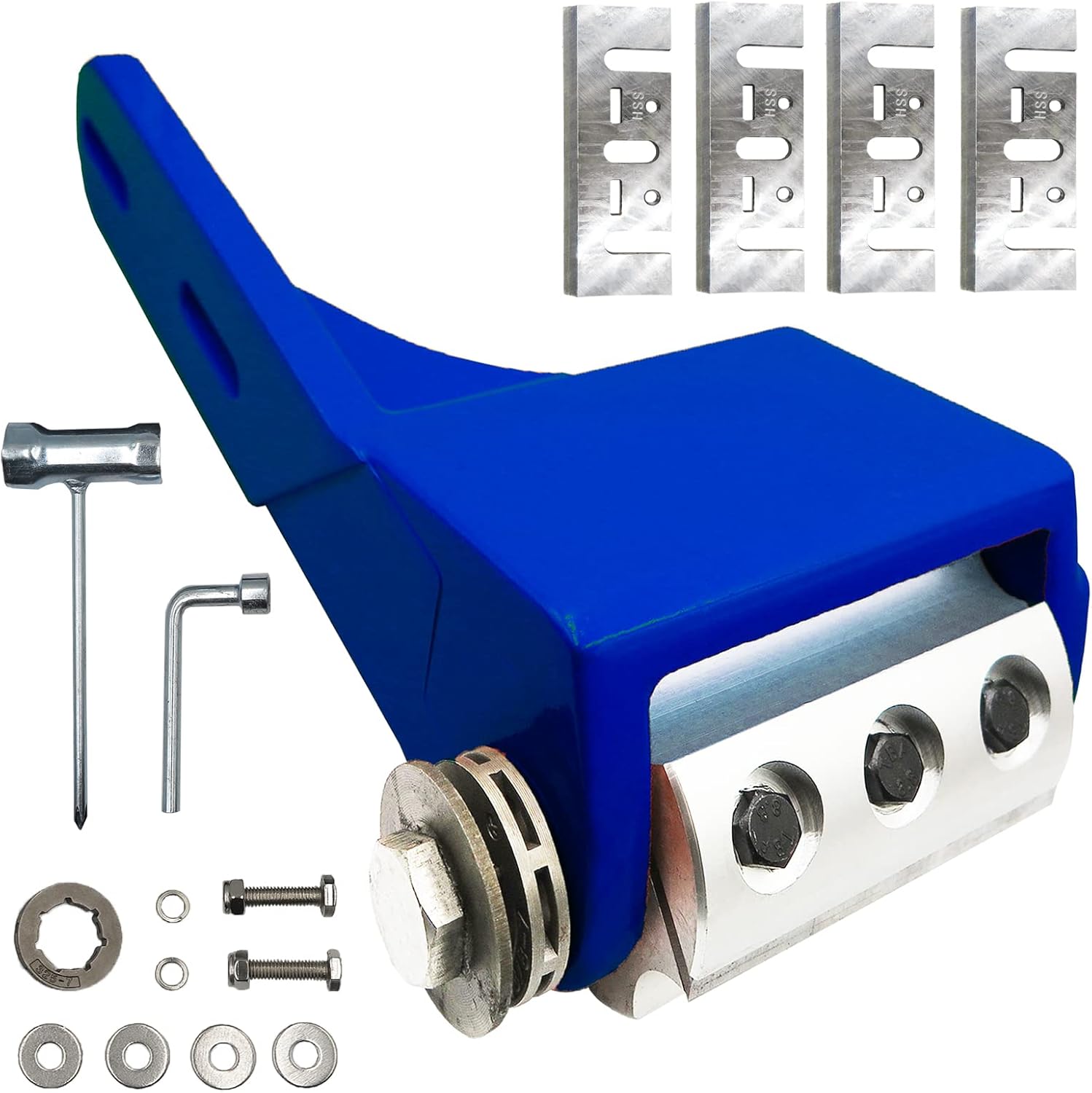 LAJIAOZ Blue Log Peeler - Log Debarking Tool As Chainsaw Debarker Attachmen,Debarker Tool,Timber Framing Tools Main For Log Builders, Sawmills,Home Builders(With 4 Blades,2 Spare)