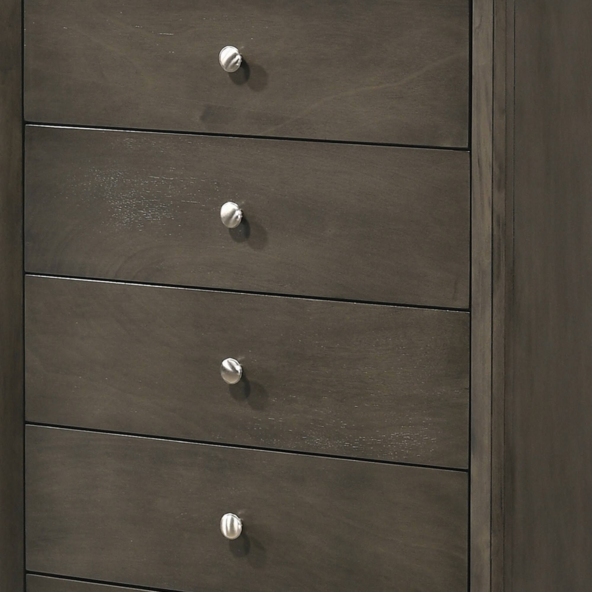 Benzara Transitional Style Wooden Chest with 5 Spacious Drawers, Gray