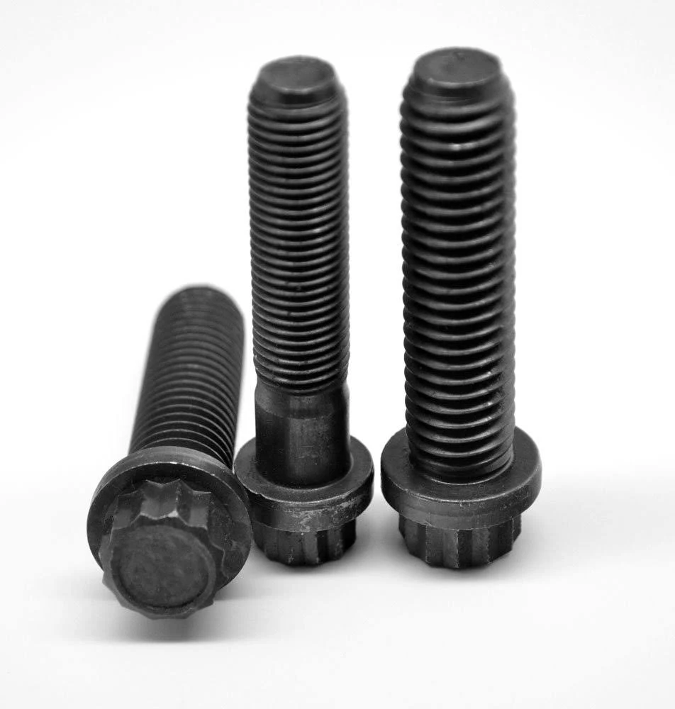 5 8-18 x 2 Fine Thread 12-Point Flange Screw Alloy Steel Thermal Black Oxide Pk 160