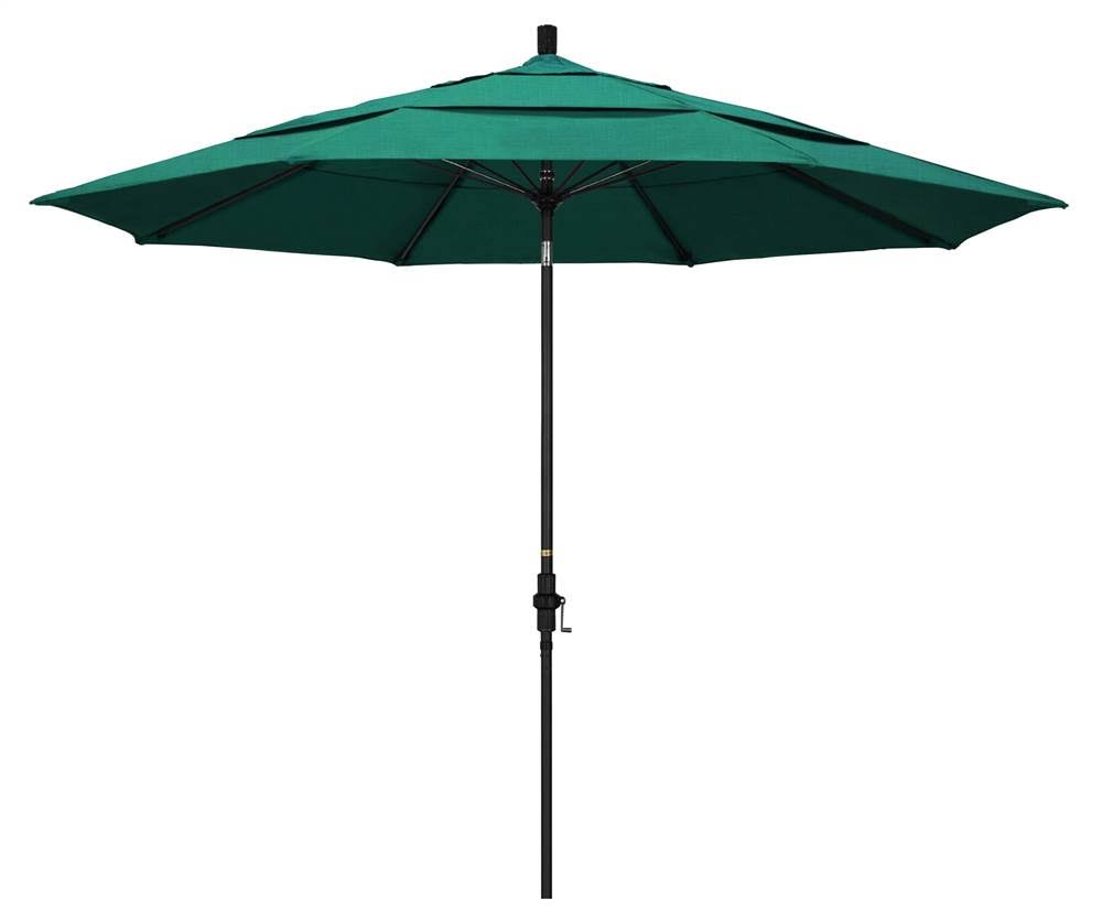 California Umbrella 11 ft. Matted Black Aluminum Market Patio Umbrella with Collar Tilt Crank Lift in Spectrum Aztec Sunbrella