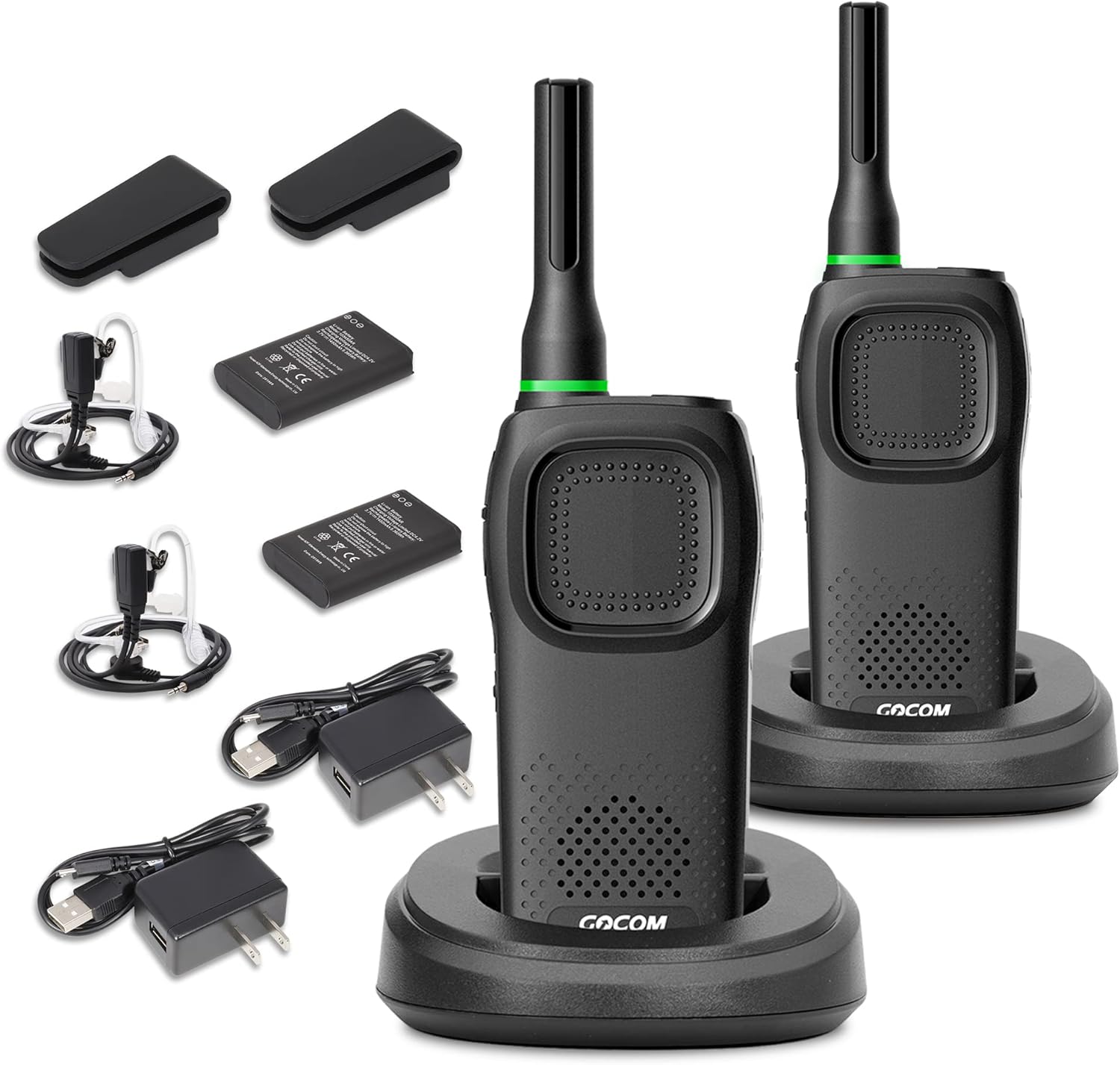 2 Way Radio - GOCOM Business Analog Walkie Talkies for Adults Rechargeable Portable Two-Way Radio Oversized Call Button with Separate Charging Base GA80 2 Pack Pack of 2
