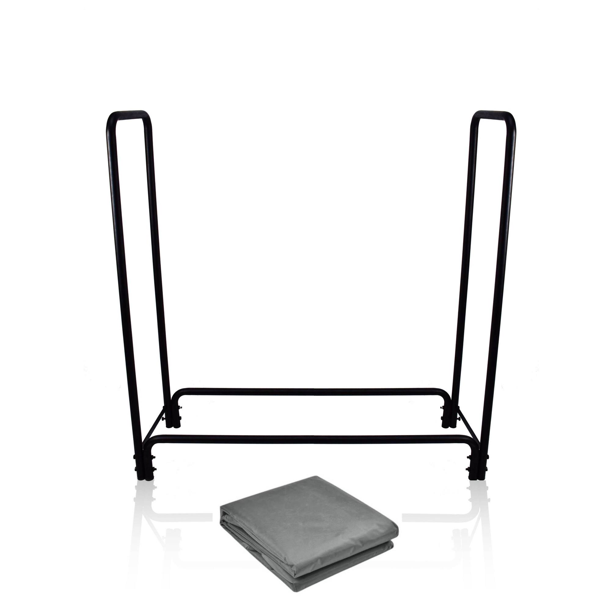 4' Metal Firewood Log Rack with Cover - Backyard Expressions