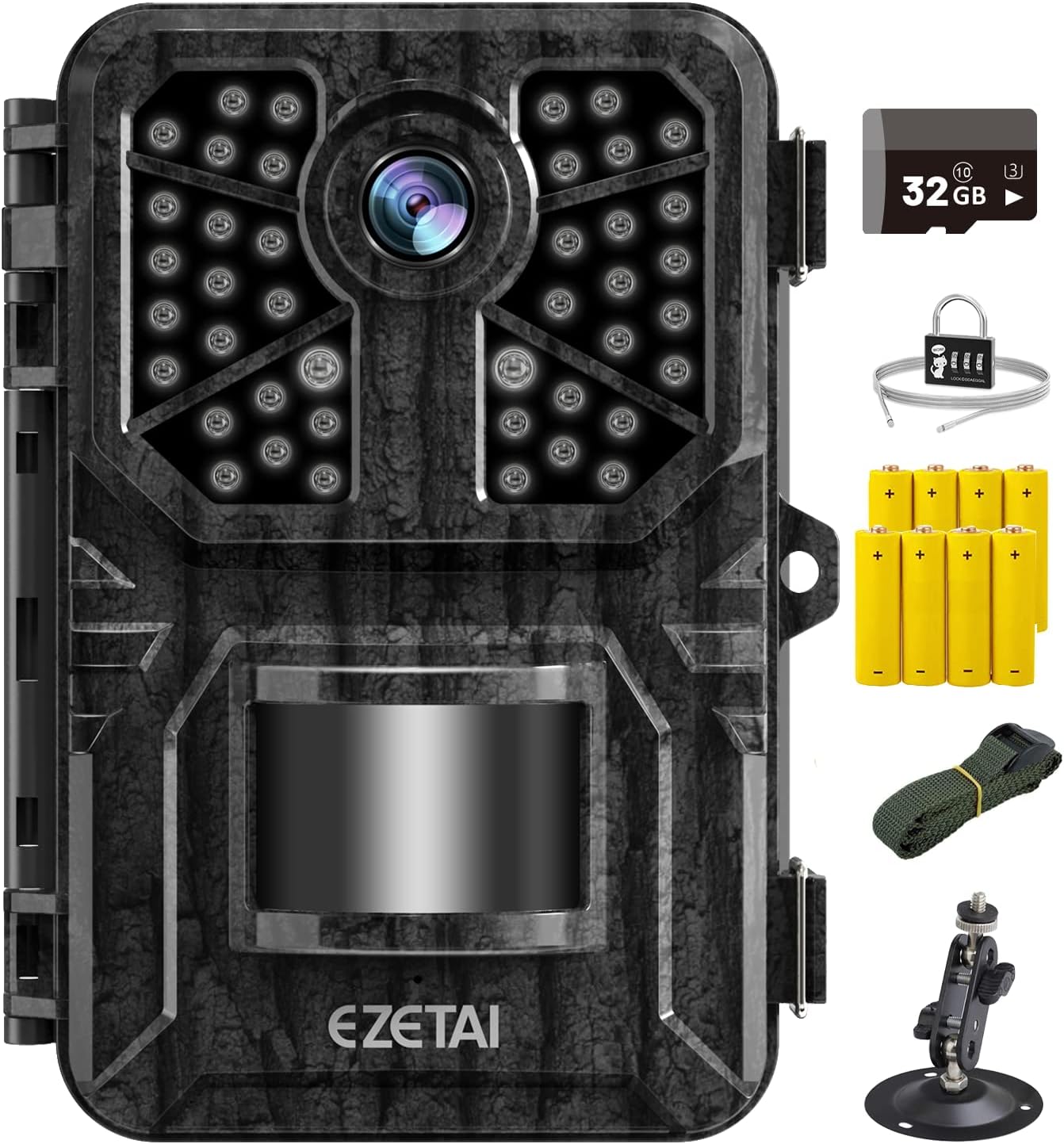 Trail Camera-EZETAI 1520P 20MP Game Camera with 0.2s Trigger Speed Trail Cam with 65ft No Glow Motion Activated Detection and Waterproof,Hunting Camera for Outdoor Wildlife Monitoring/Home Security