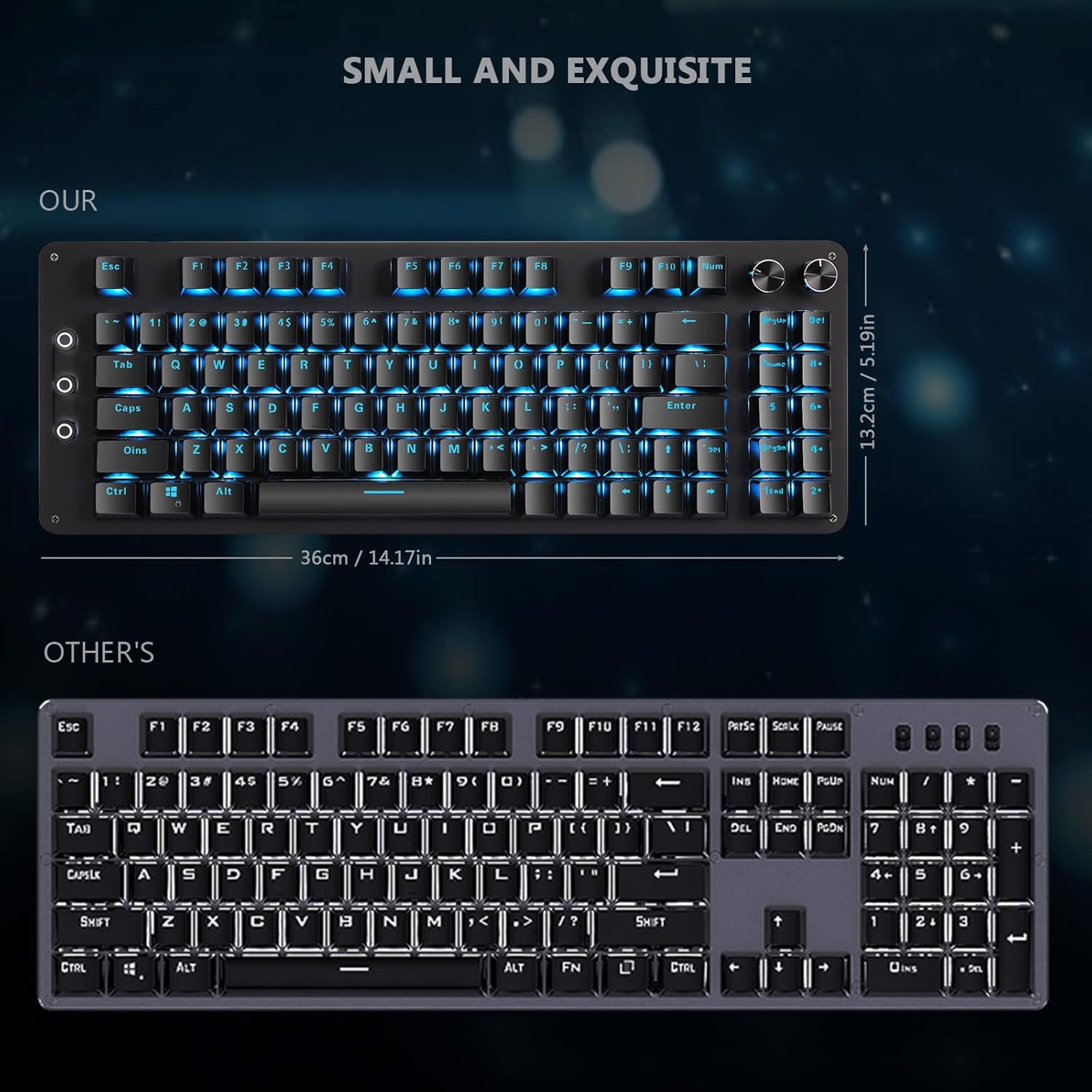 Koolertron Programmable Mechanical Keyboard,Wired Gaming Keypad-Gateron Red Switch&Blue Backlit-88 Programmable Keys Tools Keypad-24 Macro Keys-ABS Keycaps-Onboard Memory for PC Gamer Computer