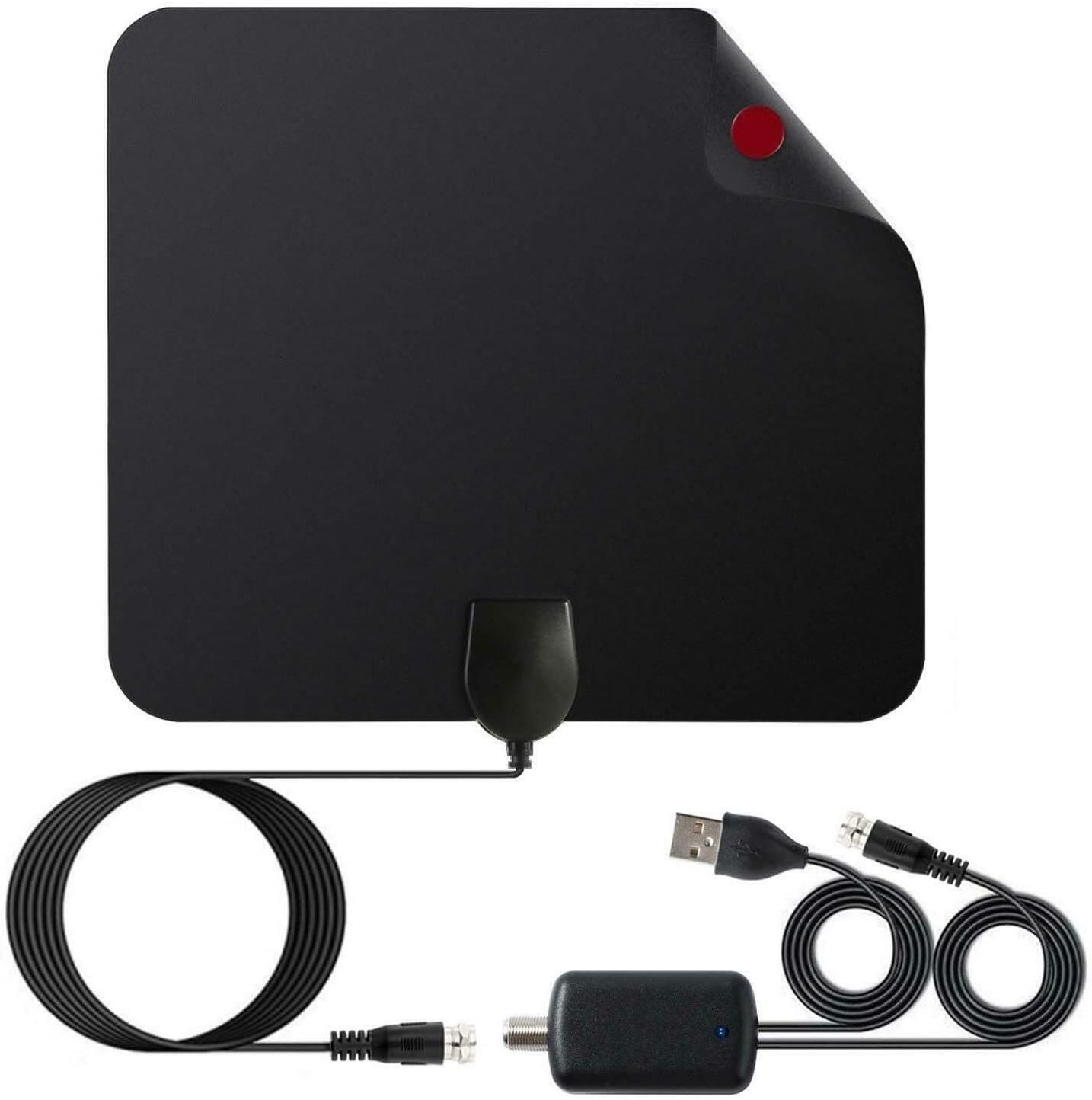 TV Antenna Indoor Digital 4K 1080p Signal Booster 50-80 Mile Range Black