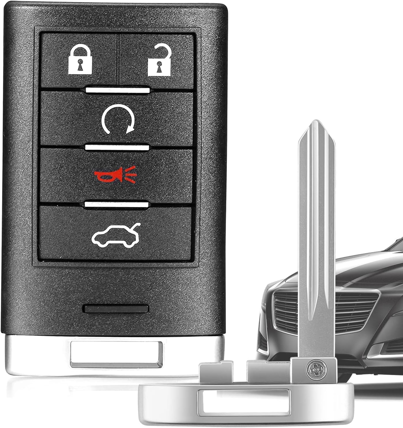 (FCC ID: M3N5WY7777A) 5 Buttons Compatible with Cadillac CTS 2008-2015/ STS 2008-2011Car Keyless Entry Remote Smart Key fob