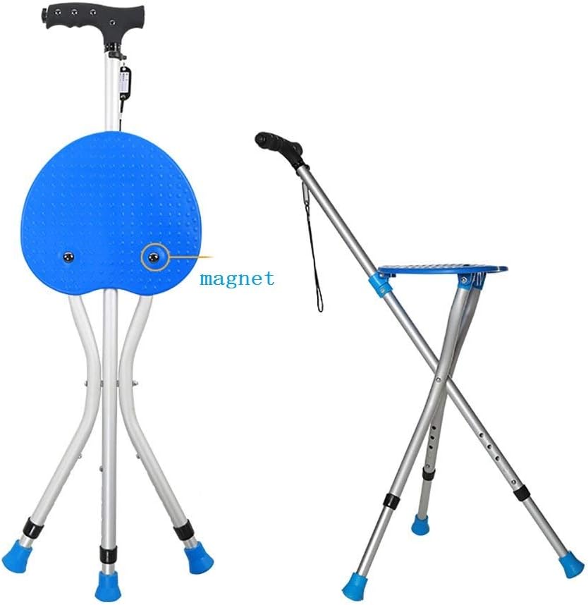 Folding Canes with Seat Walking Stick Height Adjustment Cane Seat 350 lbs Capacity Frosted Handle with Magnetic Therapy Stone Massage Crutches Stool Pack of 2