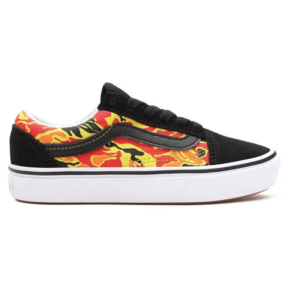 Vans Kids Flame Camo ComfyCush Old Skool (Black/True White)