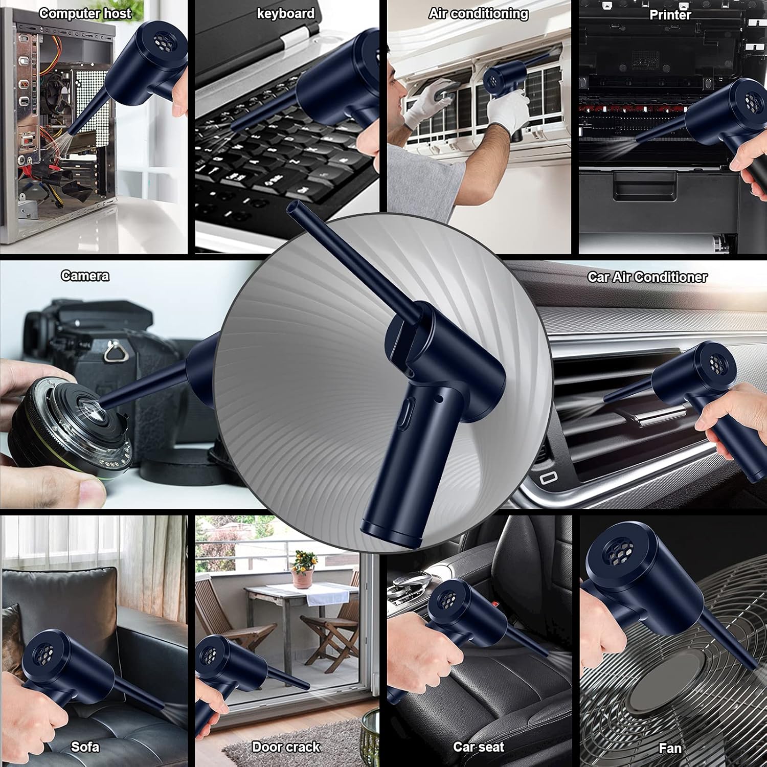 Reesibi Electric Cordless Air Duster - 40000 RPM Portable Air Blower 6000mAh Compressed Air Duster Alternative to Air Can Gas Cleaning for Keyboard Laptop PC Camera Cleaner Pack of 2