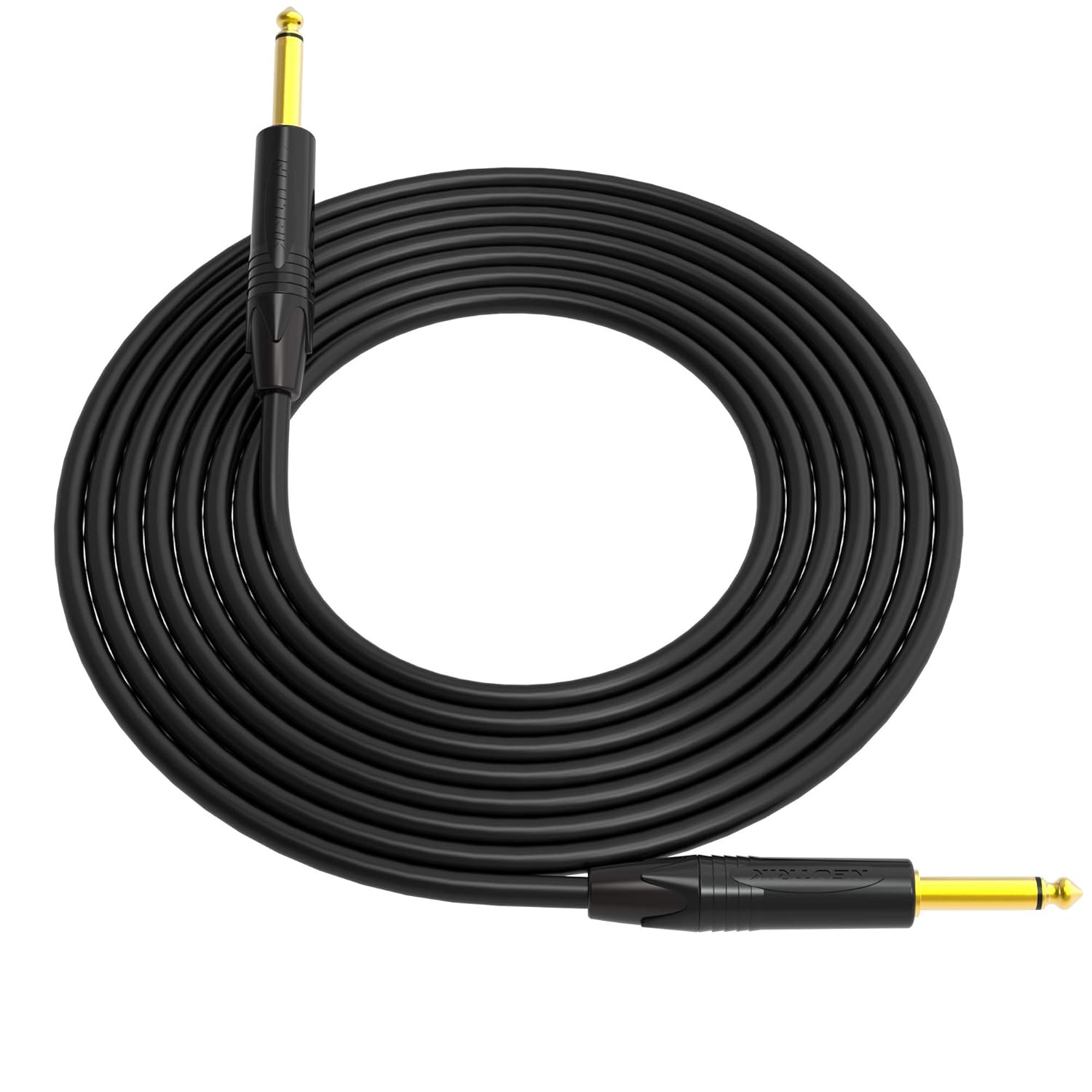 Canare GS-6 Guitar Bass Instrument Cable | 1/4 Inch TS to 1/4 Inch TS | Neutrik Gold | 15 Feet | Black | Assembled in The USA Pack of 2