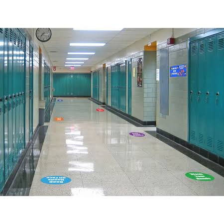 Flipside FLP97072 Keep A Safe Distance Anti-Slip Floor Sticker Red - Pack of 5