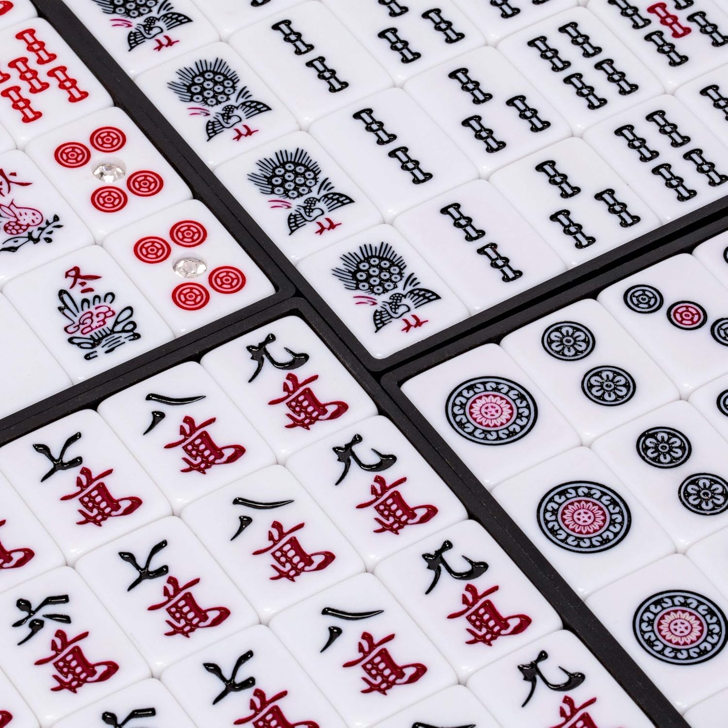 Yellow Mountain Imports Japanese Riichi Mahjong Set - White and Yellow Tiles and Vinyl Case - with East Wind Tile, Set of Betting Sticks, & Dice Pack of 2