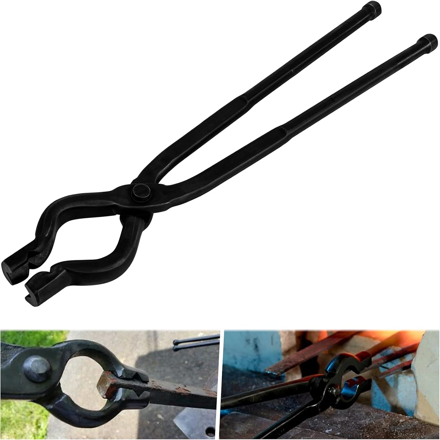 17 Inch V-Bit Bolt Blacksmith Tongs, Wolf Jaw Tongs Assembled Knife Making Blacksmith Bladesmith Anvil Forge Tongs