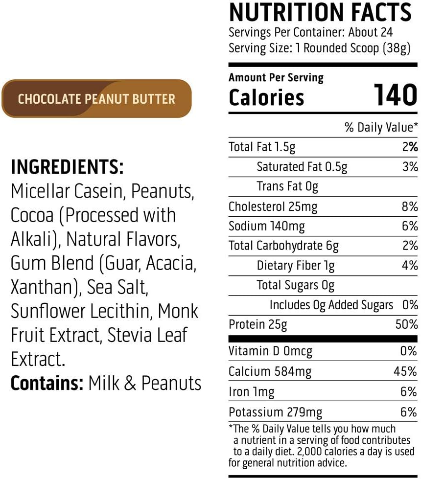 Ascent Native Fuel Micellar Casein Protein Powder - Chocolate Peanut Butter, 2 Pounds Pack of 2