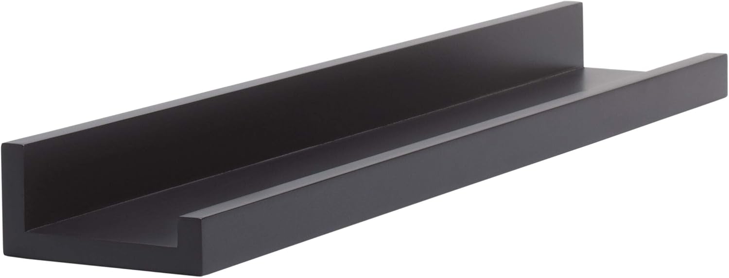 Melannco Floating MDF Photo Ledge for Bedroom, Living Room, Bathroom, Kitchen, Nursery, 36-Inch, Black Pack of 2